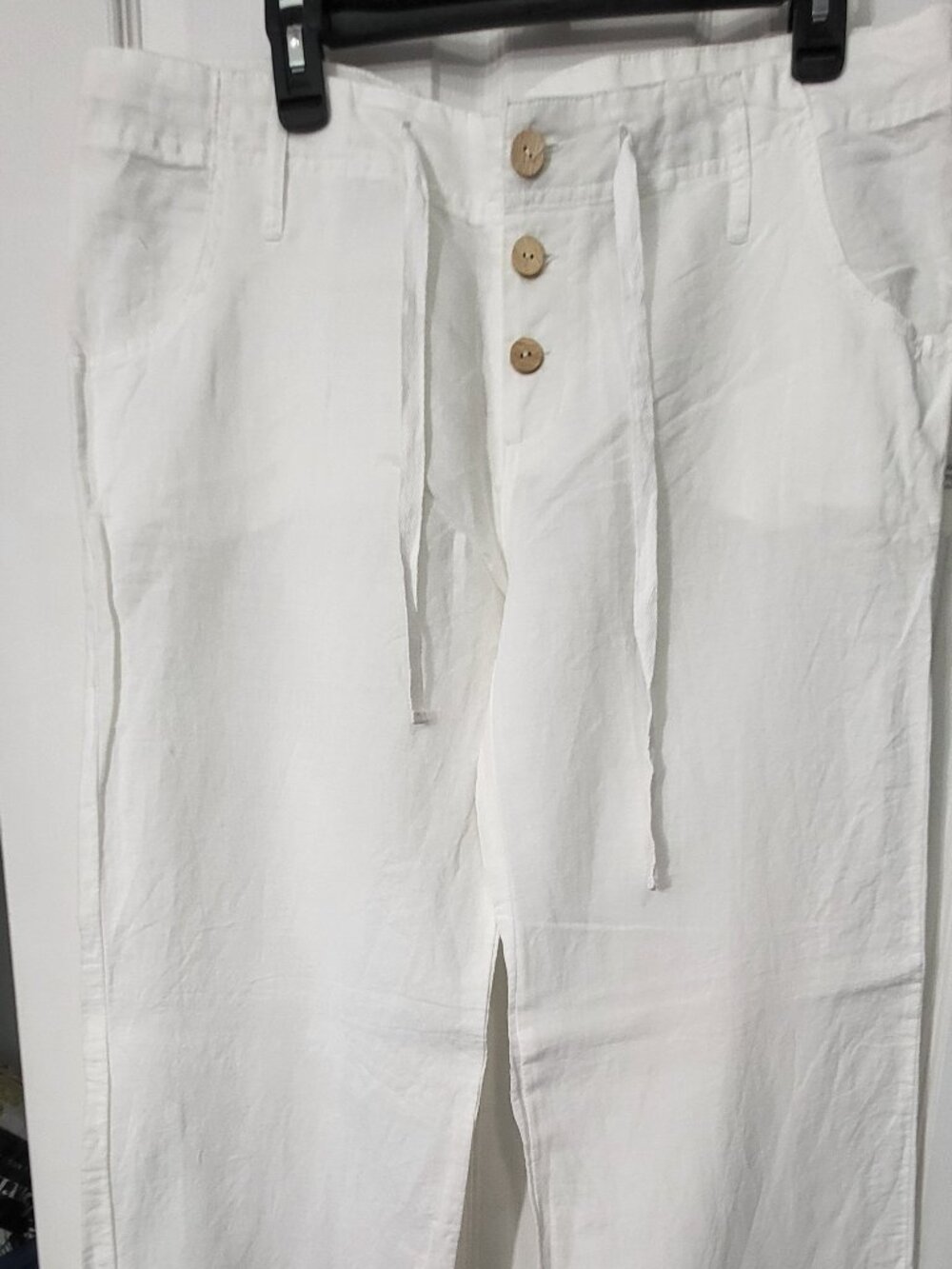 Body Central-Lds Pants-Summer -White-Linen‑Blend- Wide Bottom- Low Rise–SZ12-NWT